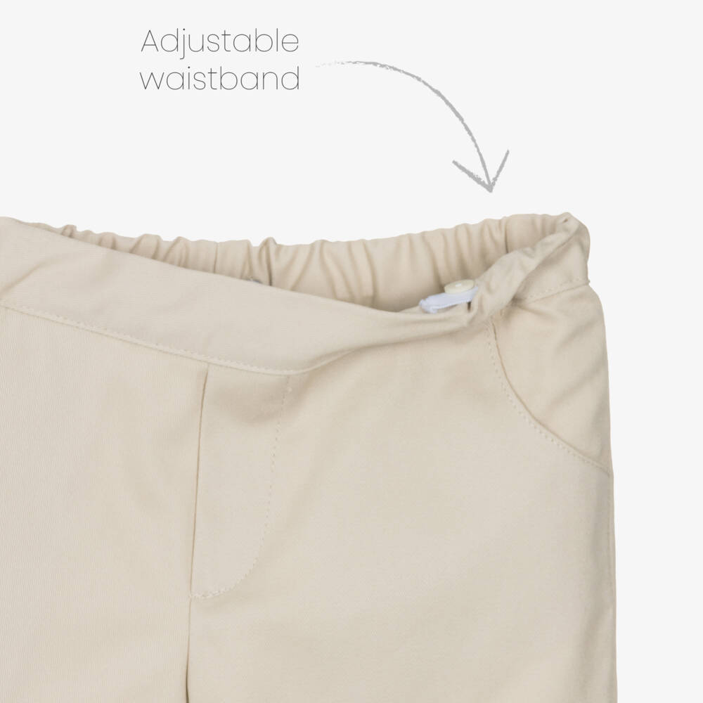 Paloma de la O-Boys Beige & Check Cotton Shorts Set with Sweater | Childrensalon Outlet