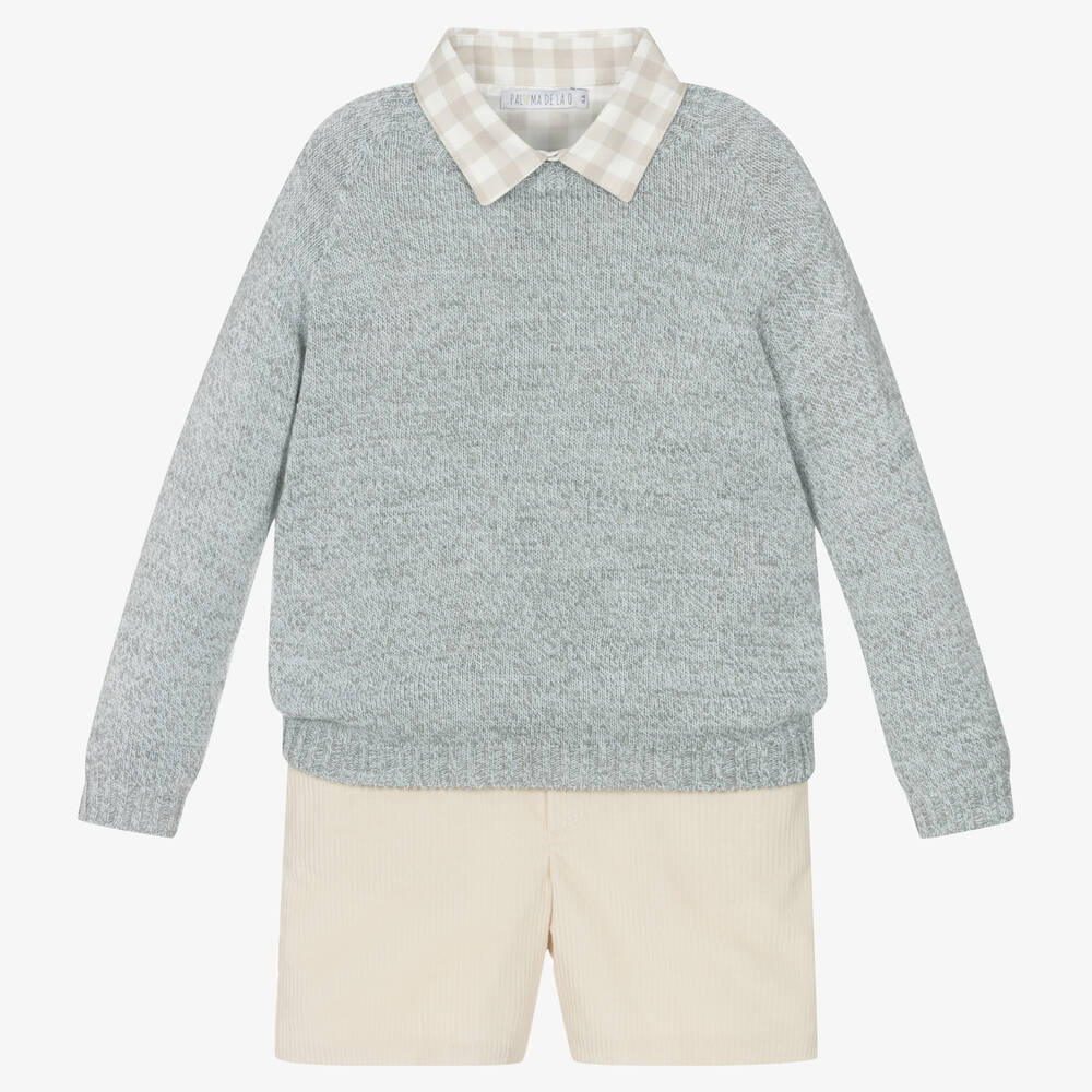 Paloma de la O-Boys Beige Corduroy Shorts Set | Childrensalon Outlet