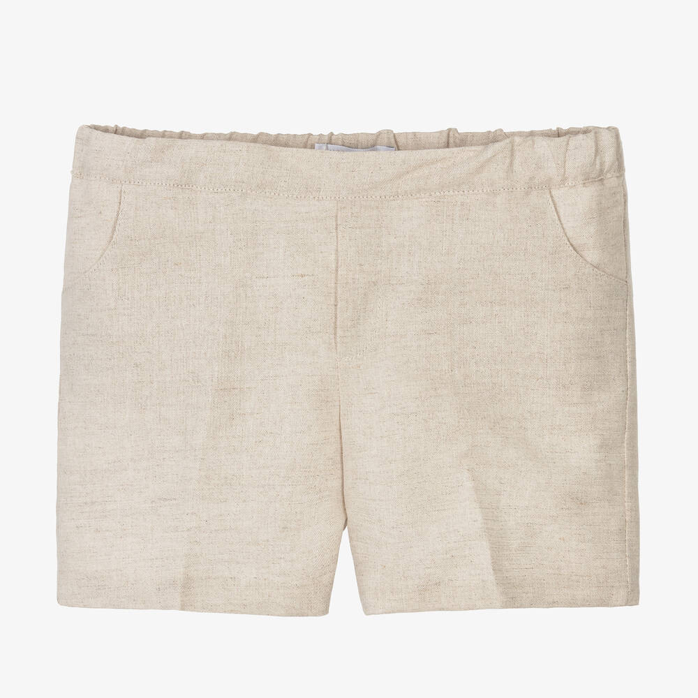 Paloma de la O-Boys Beige Linen & Cotton Shorts | Childrensalon Outlet