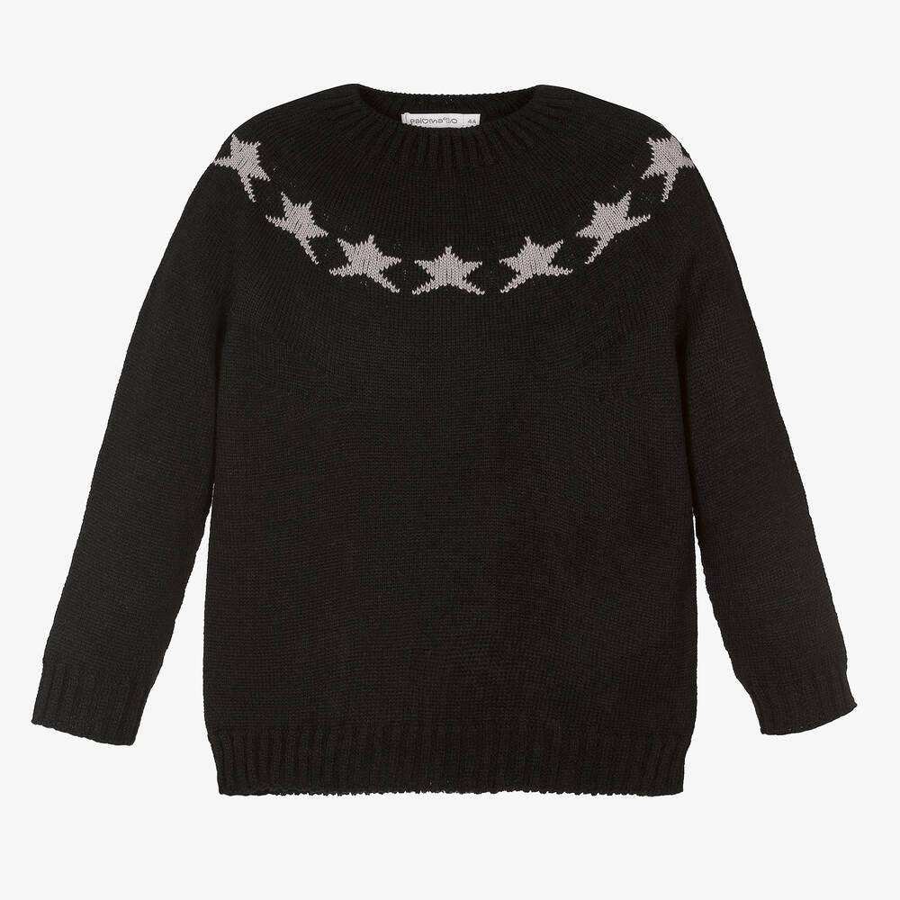 Paloma de la O - Schwarzer Pullover mit Sternen (J) | Childrensalon