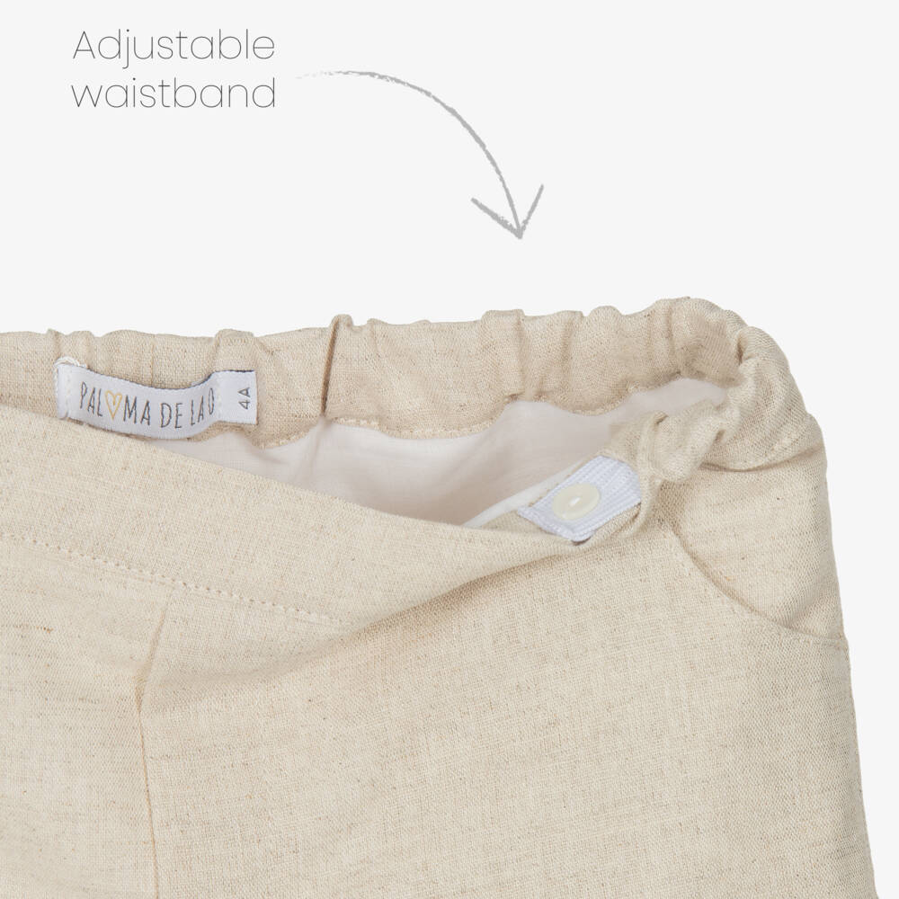 Paloma de la O-Boys Blue Check Shirt & Beige Shorts Set | Childrensalon Outlet