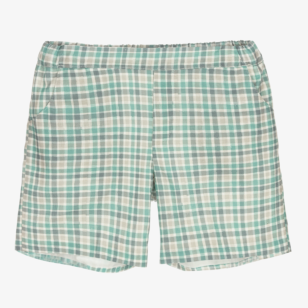 Paloma de la O - Boys Blue Check Shorts | Childrensalon