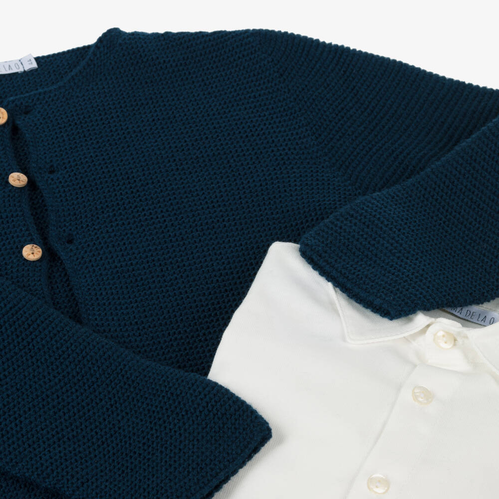 Paloma de la O-Boys Blue Checked Shorts Ensemble | Childrensalon Outlet