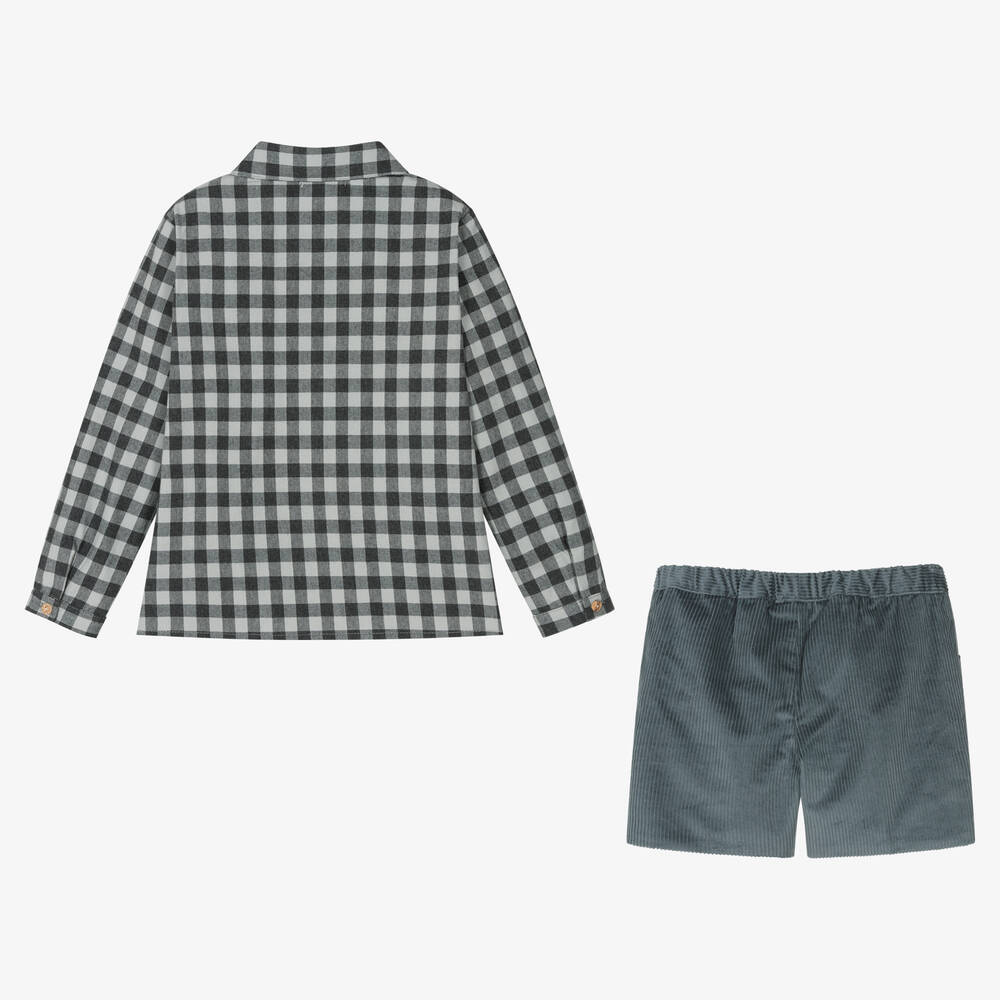 Paloma de la O-Boys Blue Corduroy Shorts Set | Childrensalon Outlet