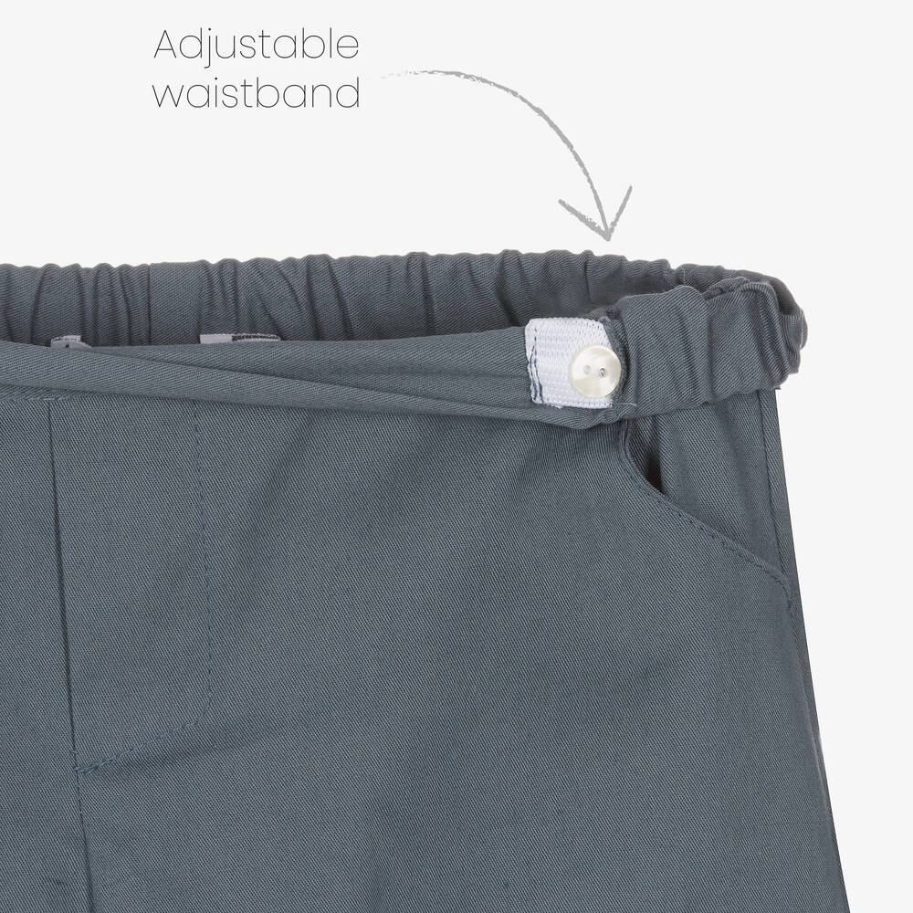 Paloma de la O-Boys Blue Cotton Check Shorts Set | Childrensalon Outlet