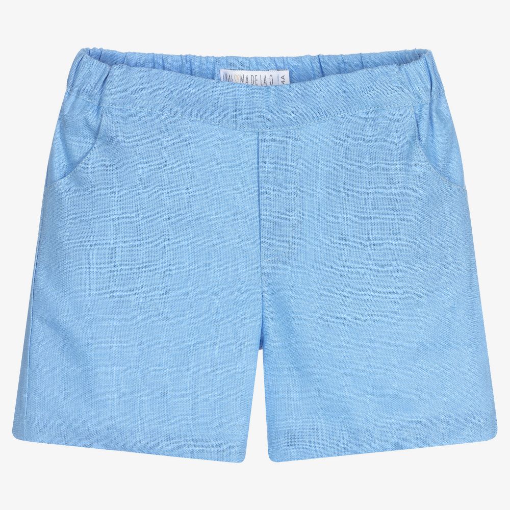 Paloma de la O - Boys Blue Linen Shorts | Childrensalon