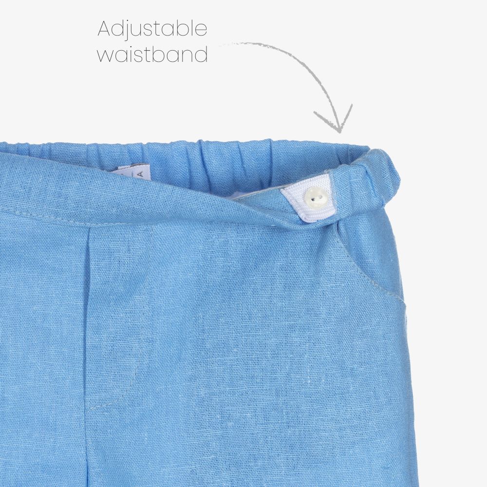 Paloma de la O-Boys Blue Linen Shorts | Childrensalon Outlet
