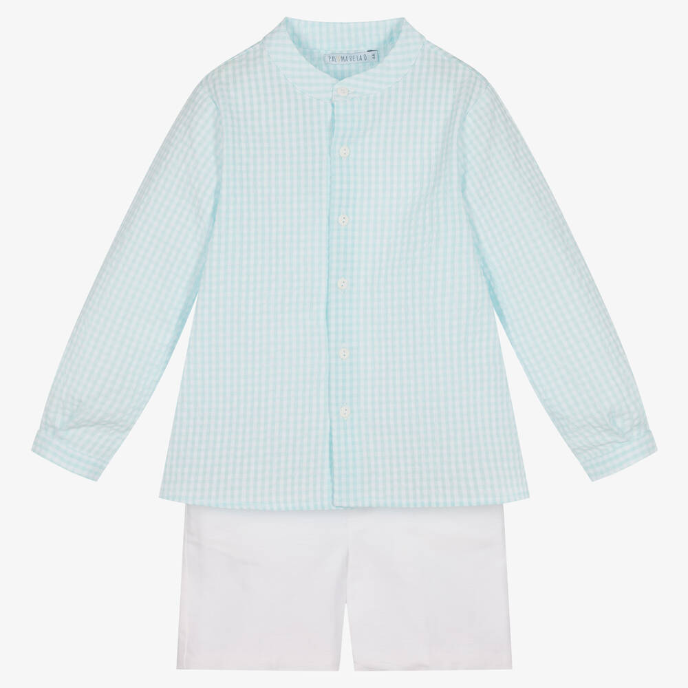 Paloma de la O-Голубая рубашка и белые шорты | Childrensalon Outlet