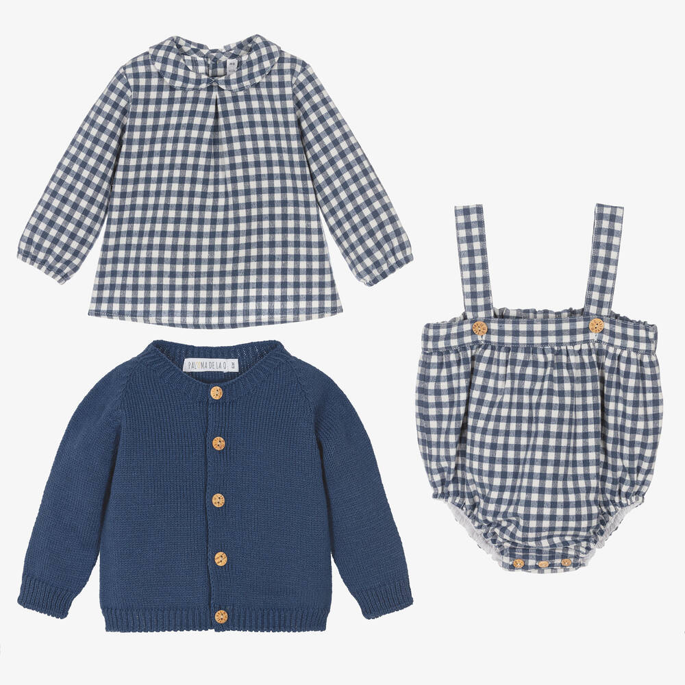 Paloma de la O-Boys Blue & White Check Shortie Set | Childrensalon Outlet