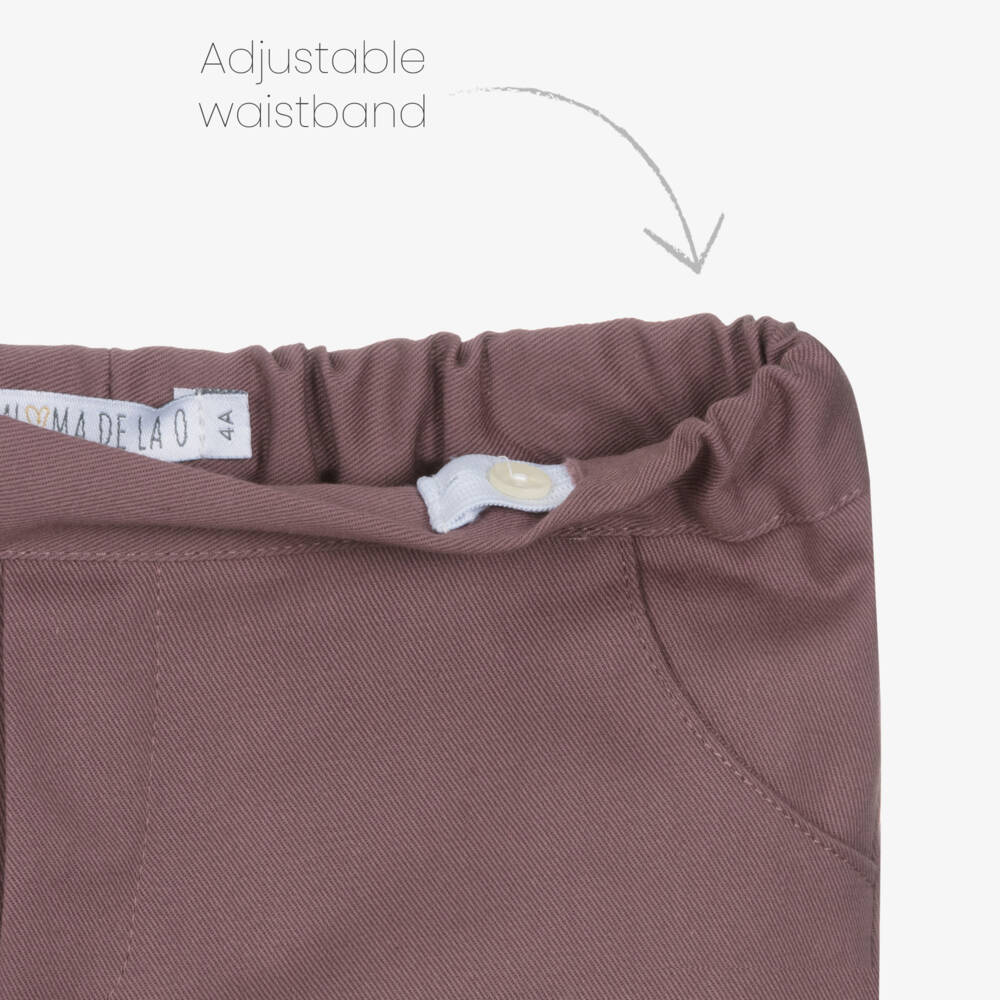 Paloma de la O-Boys Brown Knit Sweater & Purple Cotton Shorts Set | Childrensalon Outlet