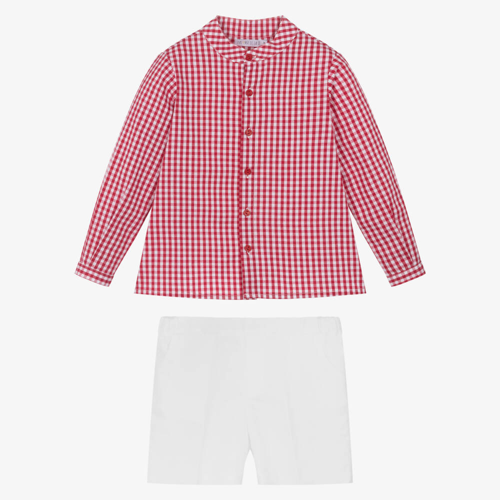 Paloma de la O-Boys Classic Crimson Shorts Ensemble | Childrensalon Outlet