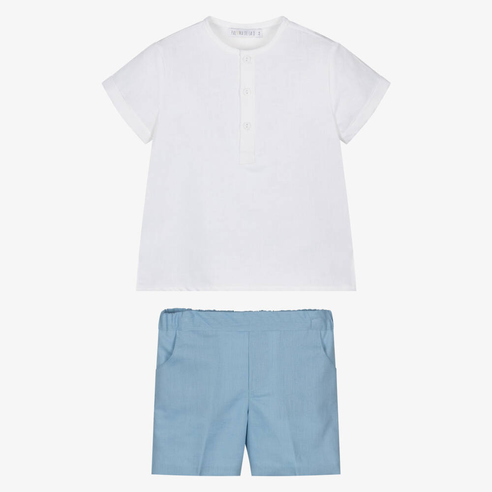 Paloma de la O-طقم كلاسيكي عاجي وأزرق للأولاد | Childrensalon Outlet