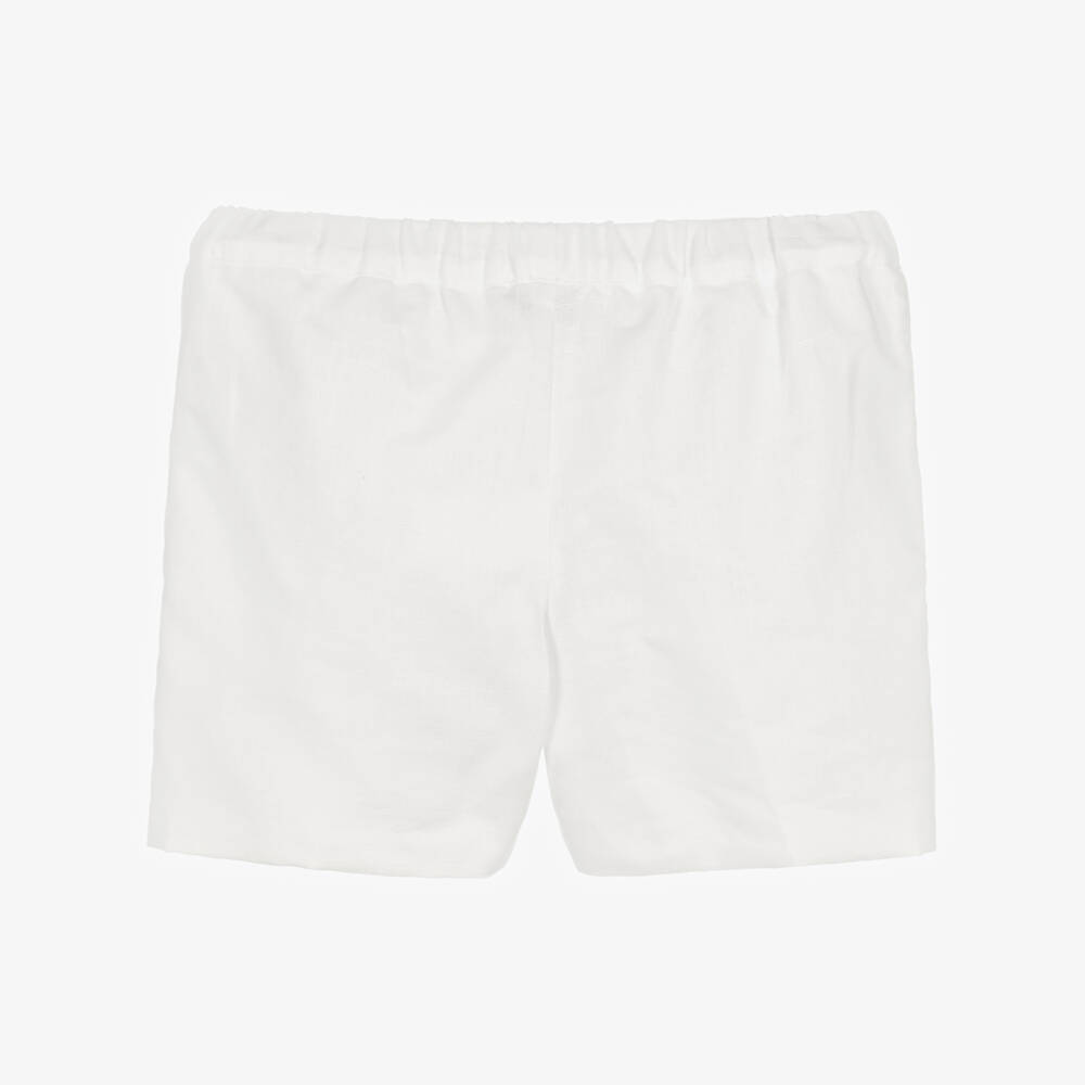 Paloma de la O-Boys Classic White Linen Blend Shorts | Childrensalon Outlet