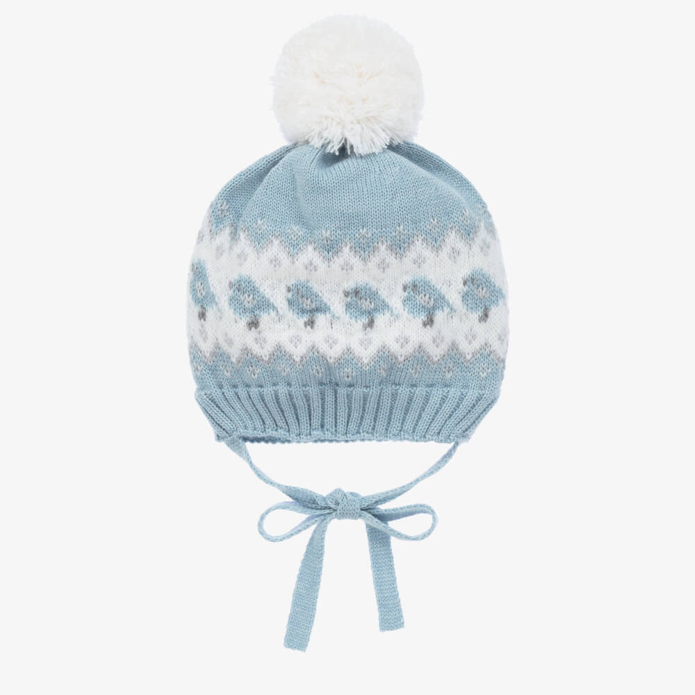 Paloma de la O-Boys Fair Isle Blue Pom-Pom Cap | Childrensalon Outlet