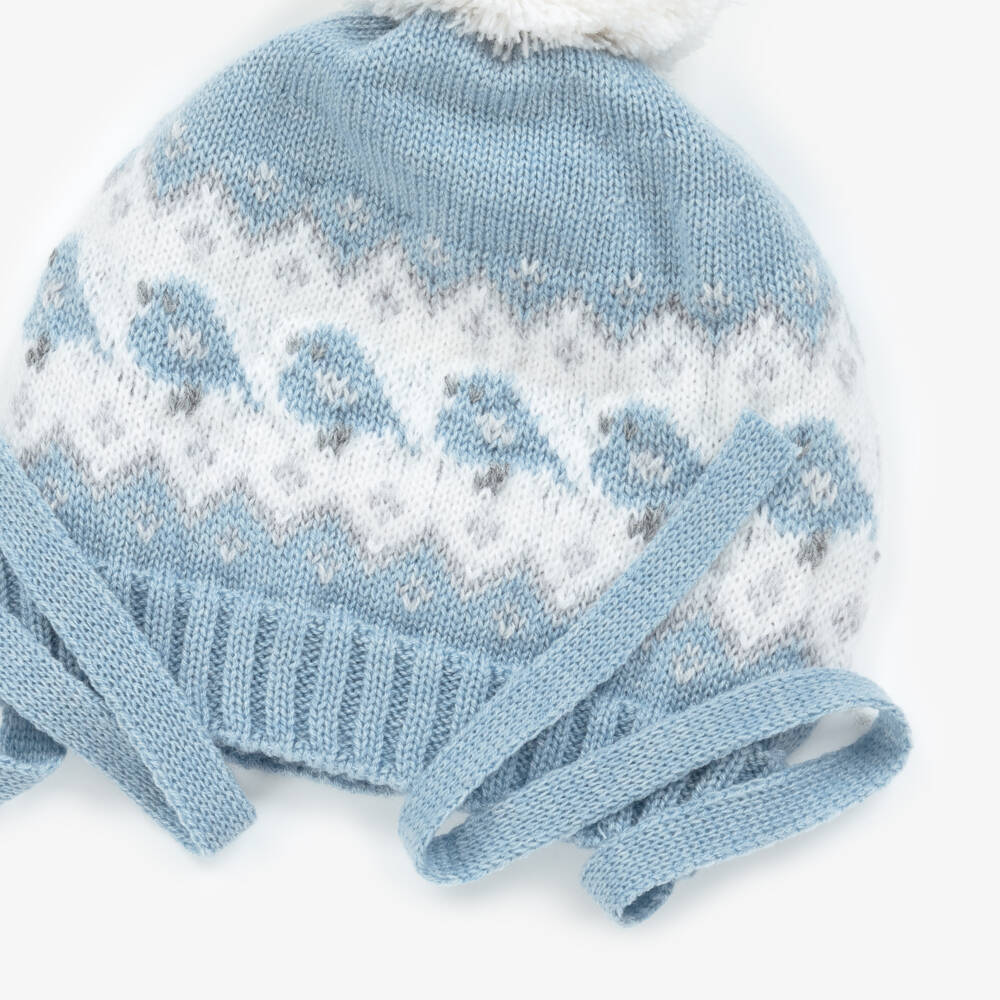 Paloma de la O-Boys Fair Isle Blue Pom-Pom Cap | Childrensalon Outlet