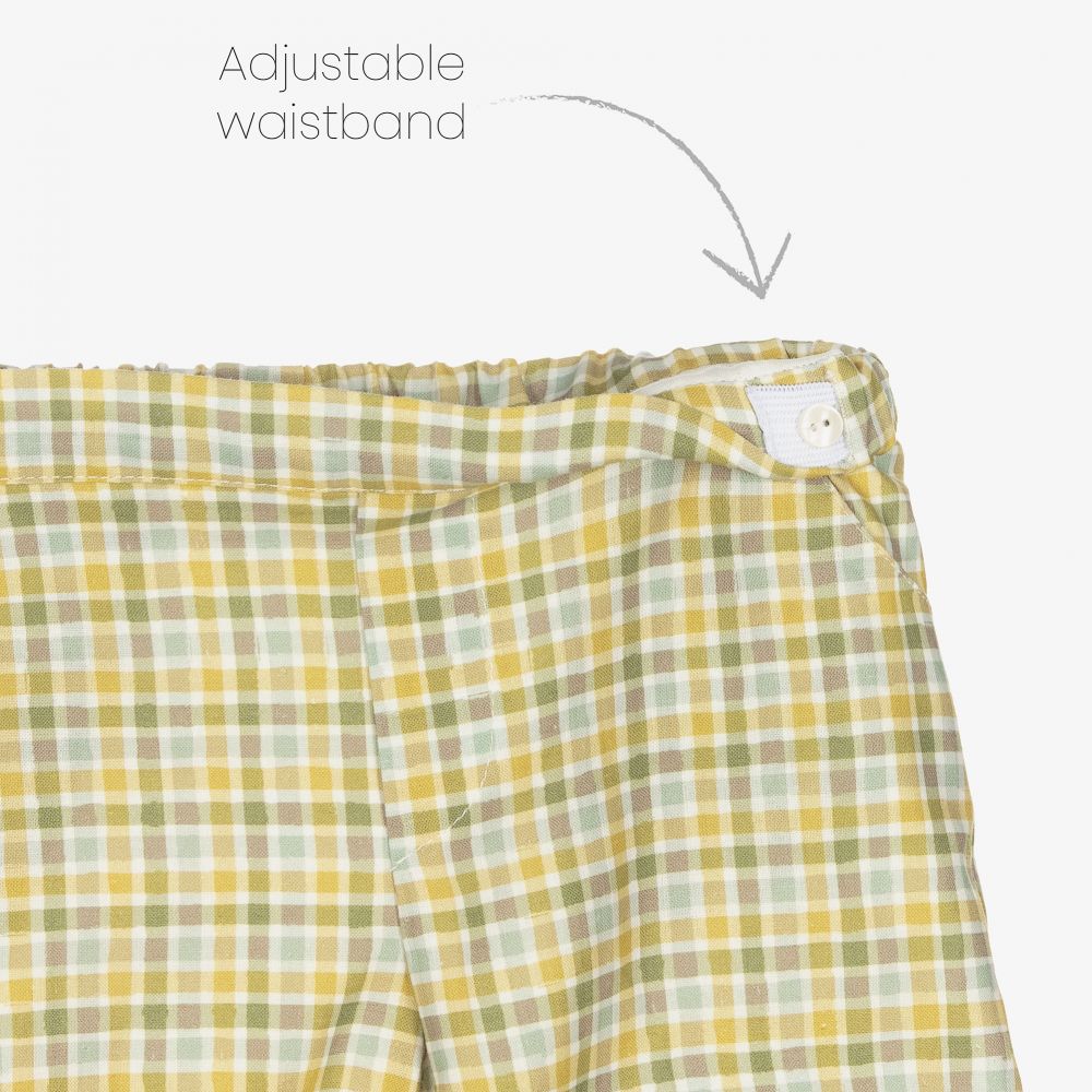 Paloma de la O-Boys Green Check Shorts | Childrensalon Outlet