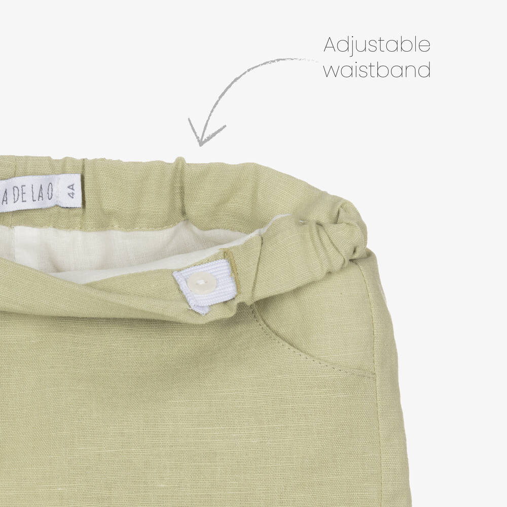 Paloma de la O-طقم شورت قطن وكتان لون أخضر وعاجي للأولاد | Childrensalon Outlet