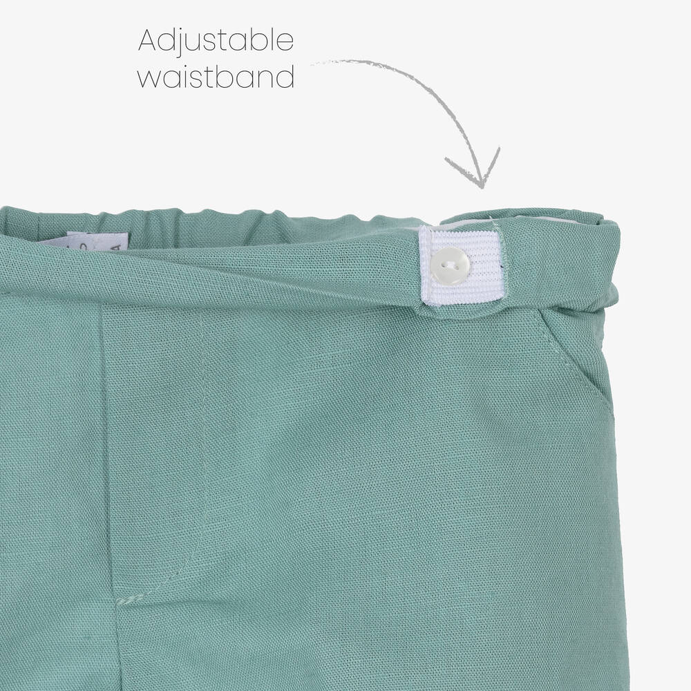 بالوما دي لا أو-شورت كتان وقطن لون أخضر للأولاد | Childrensalon Outlet