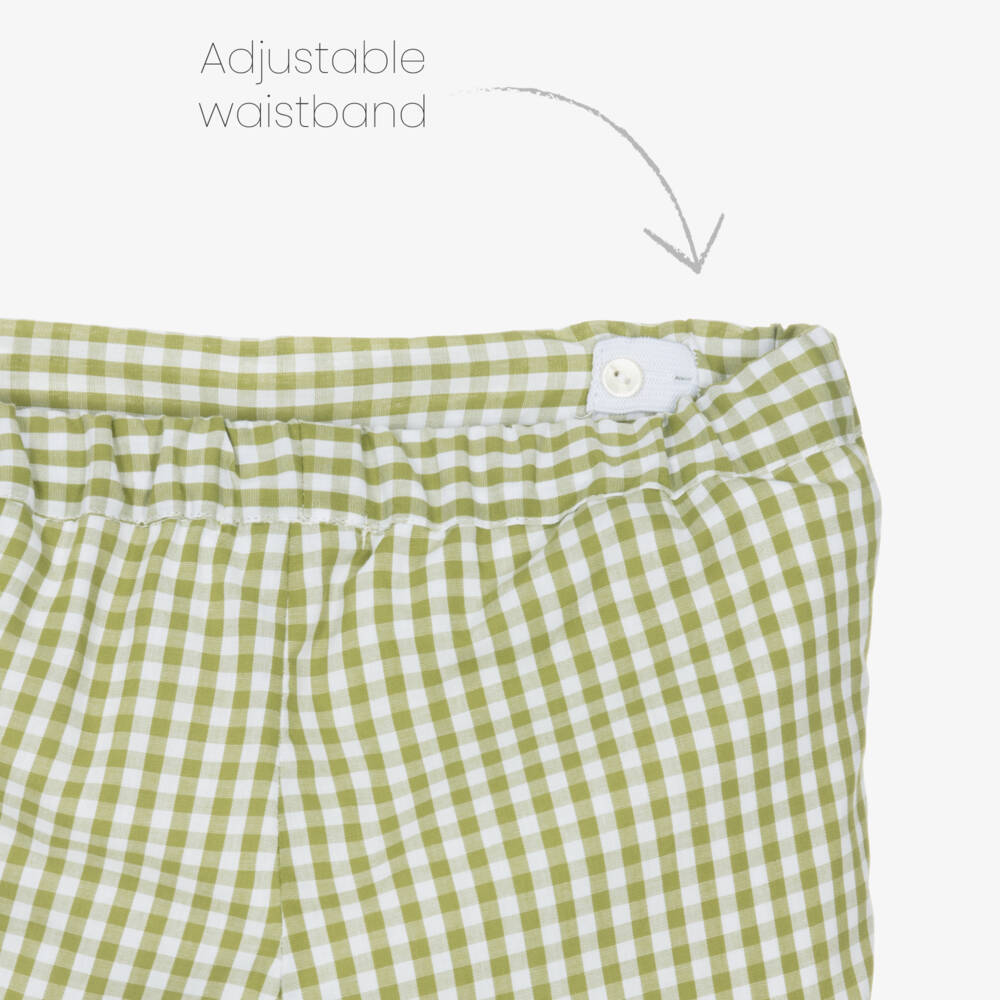 Paloma de la O-طقم شورت قطني بنقشة مربعات خضراء للأولاد | Childrensalon Outlet