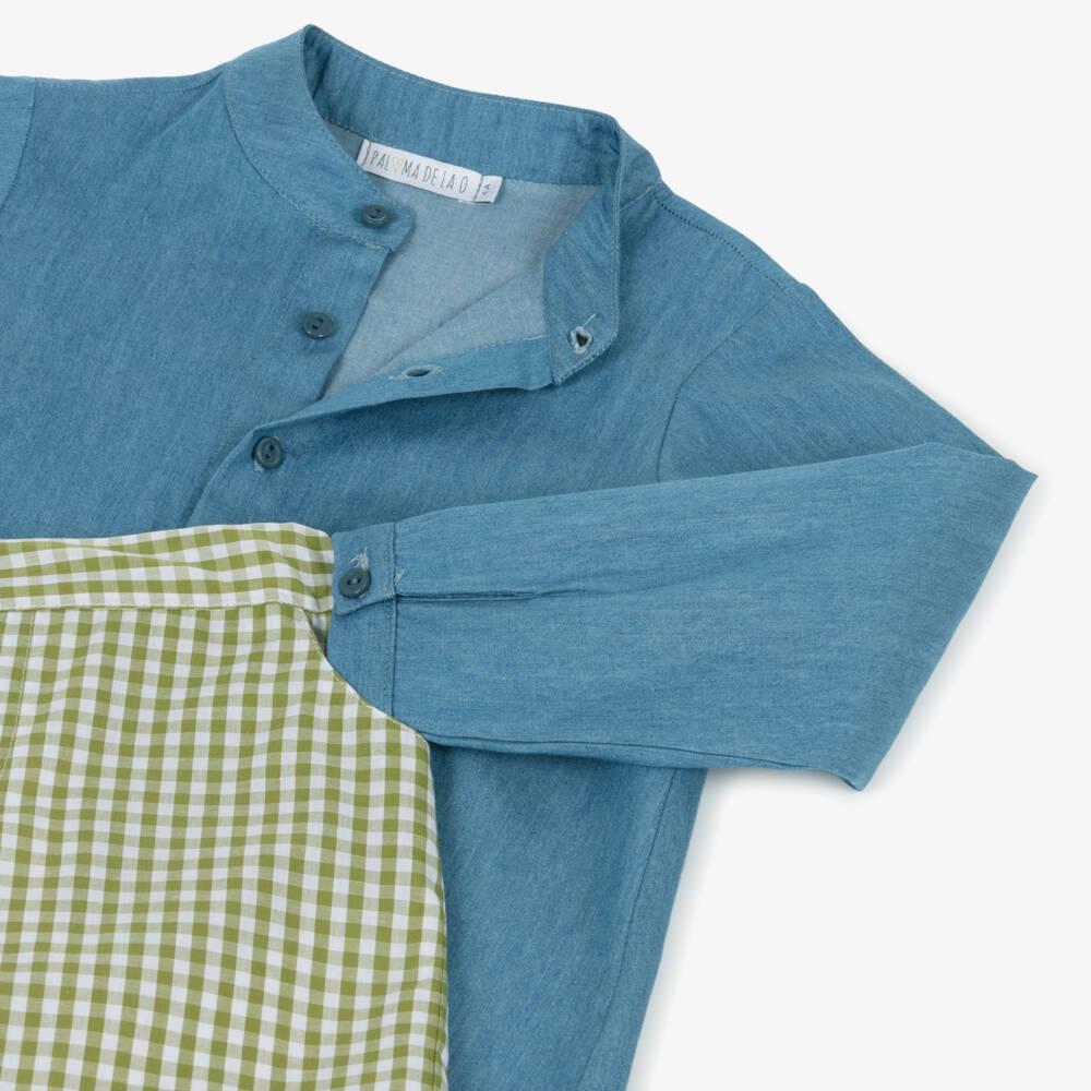 Paloma de la O-طقم شورت قطني بنقشة مربعات خضراء للأولاد | Childrensalon Outlet