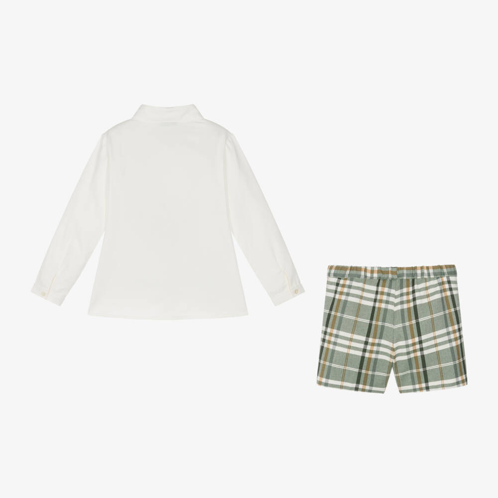 Paloma de la O-Boys Green Plaid Shorts Ensemble | Childrensalon Outlet