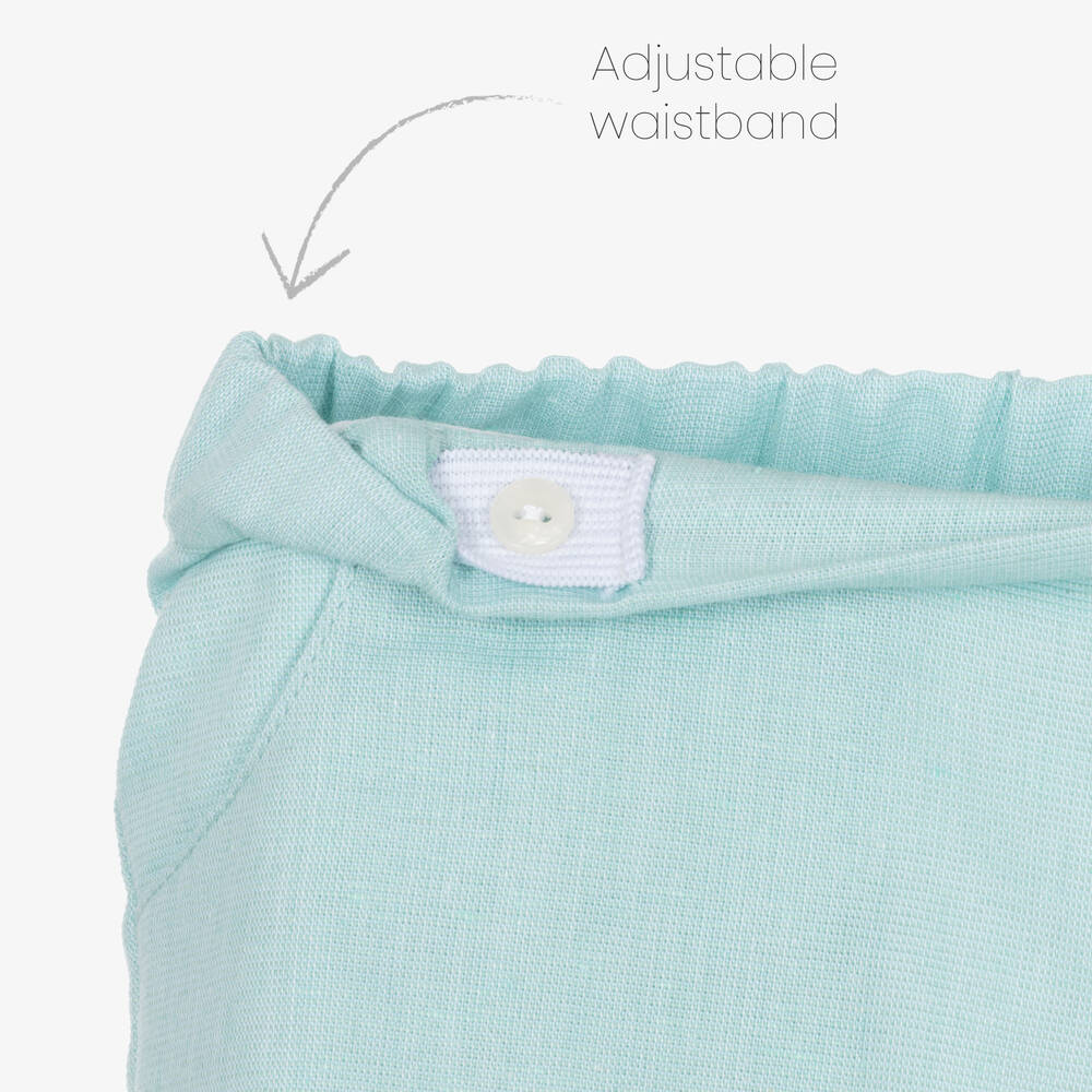 Paloma de la O-Boys Green Striped Cotton Shorts Set | Childrensalon Outlet