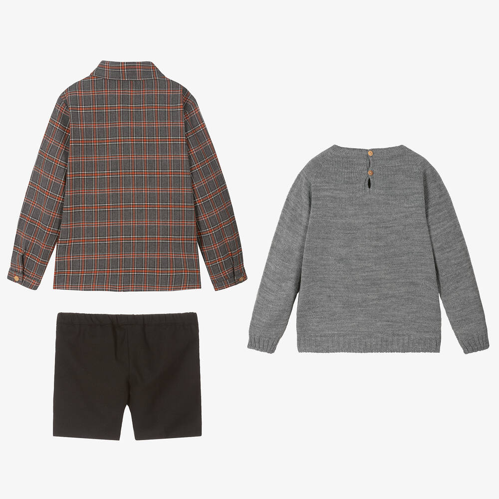 Paloma de la O-Черно-серый комплект с шортами из хлопка | Childrensalon Outlet