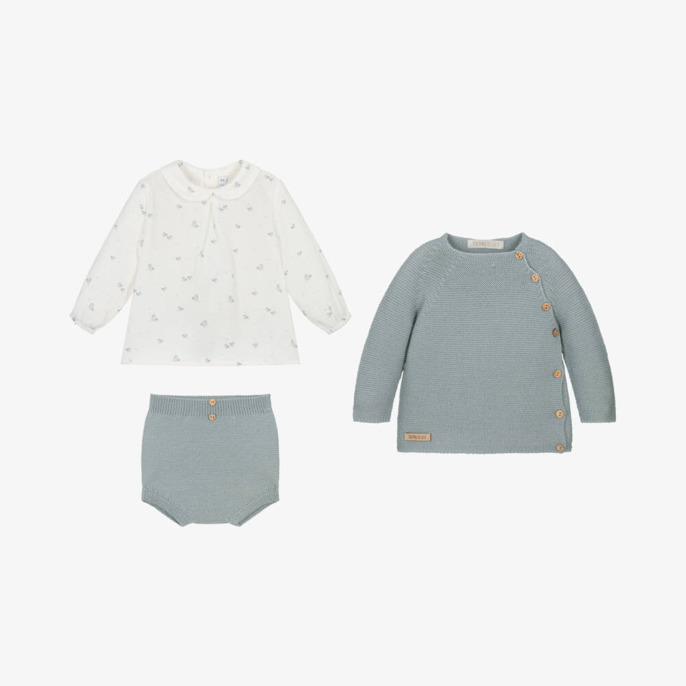 Paloma de la O-Boys Grey Merino Wool Shorts Ensemble | Childrensalon Outlet