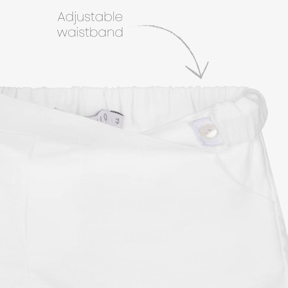 Paloma de la O-طقم شورت قطن وكتان مقلم لون أبيض ورمادي | Childrensalon Outlet