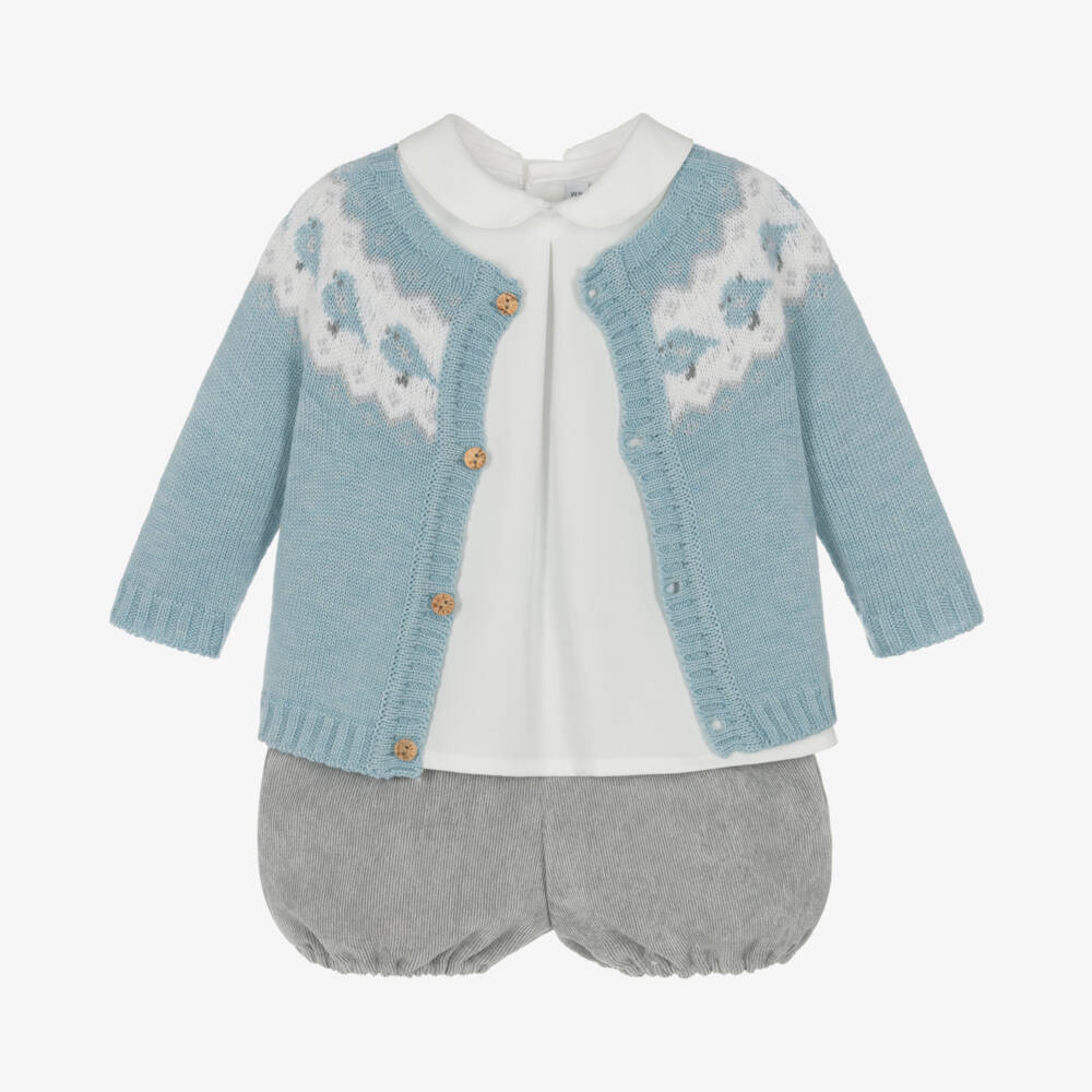 Paloma de la O-Boys Grey Shorts and Knit Set | Childrensalon Outlet