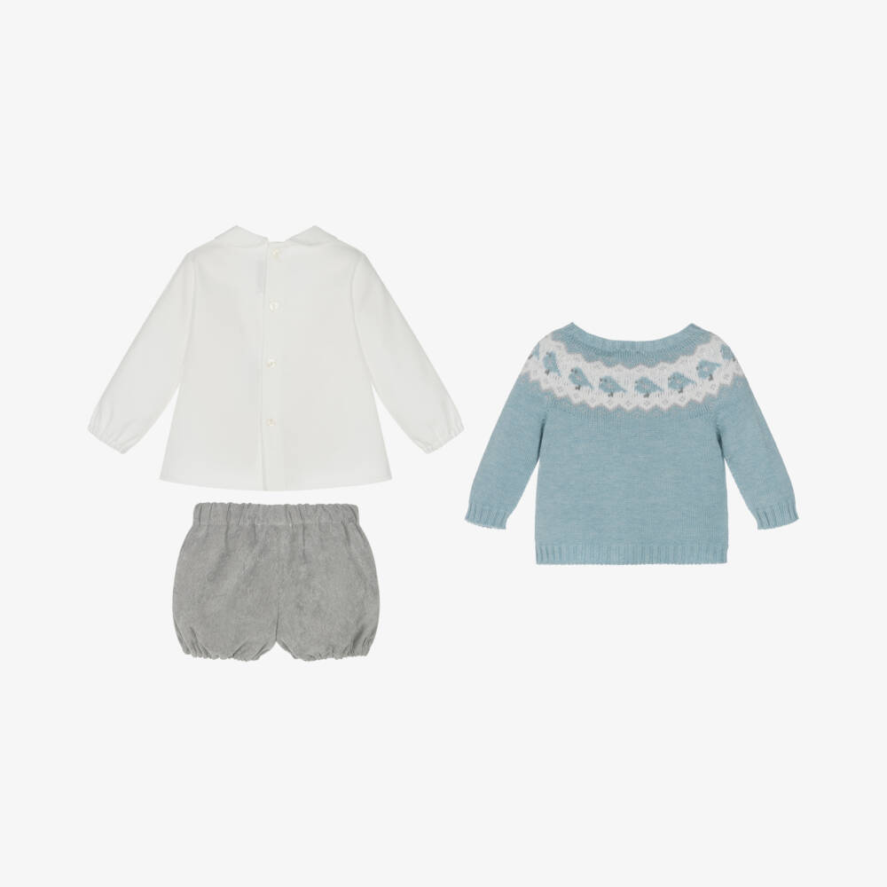 Paloma de la O-طقم شورت أطفال ولادي نيدل كورد لون أزرق | Childrensalon Outlet