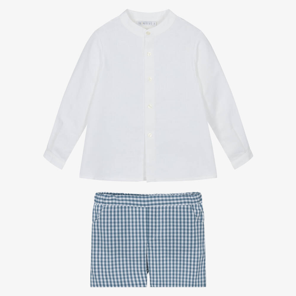 Paloma de la O-Кремовый и синий комплект шорт для мальчиков с узором | Childrensalon Outlet