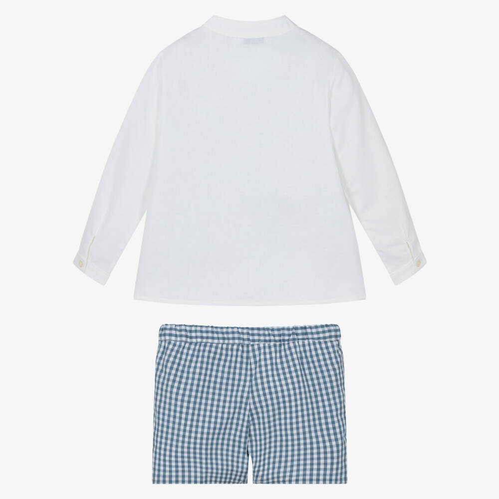Paloma de la O-Кремовый и синий комплект шорт для мальчиков с узором | Childrensalon Outlet