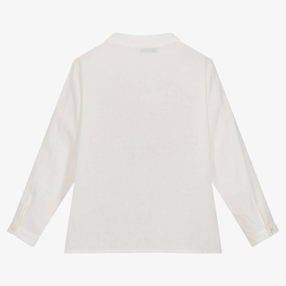 Paloma de la O-Boys Ivory Linen & Cotton Shirt | Childrensalon Outlet