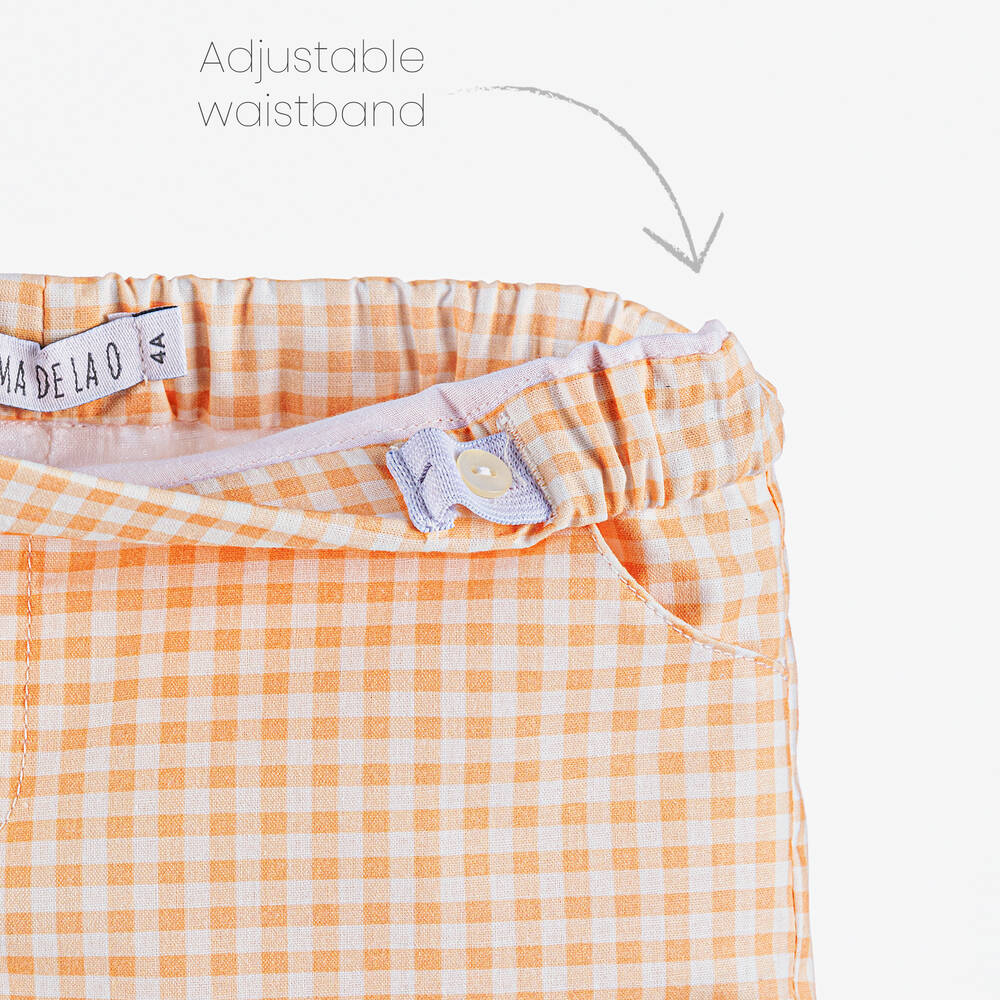 Paloma de la O-Boys Ivory Shirt & Orange Check Shorts Set | Childrensalon Outlet