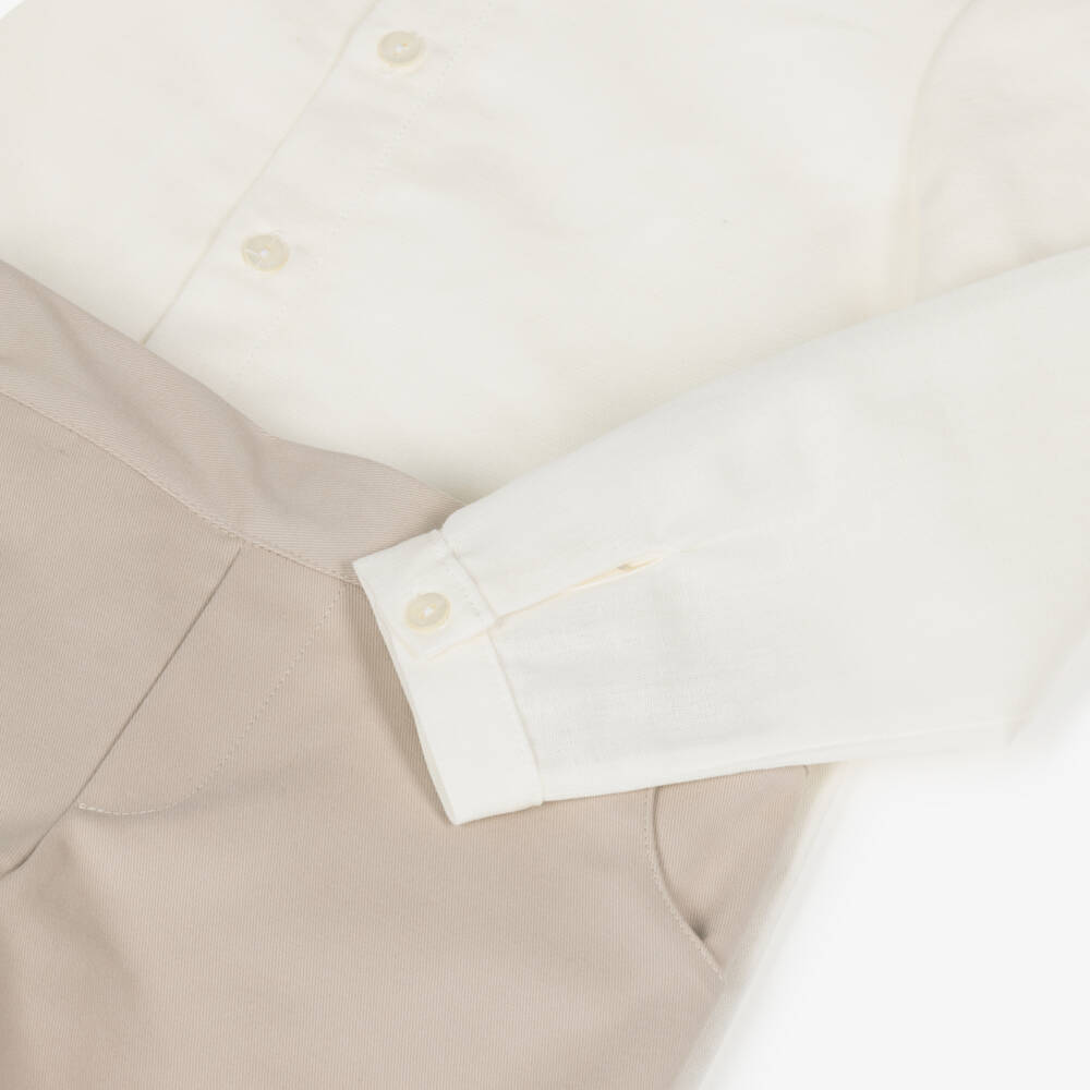 Paloma de la O-طقم أولاد بلوزة عاجية وشورت بيج | Childrensalon Outlet