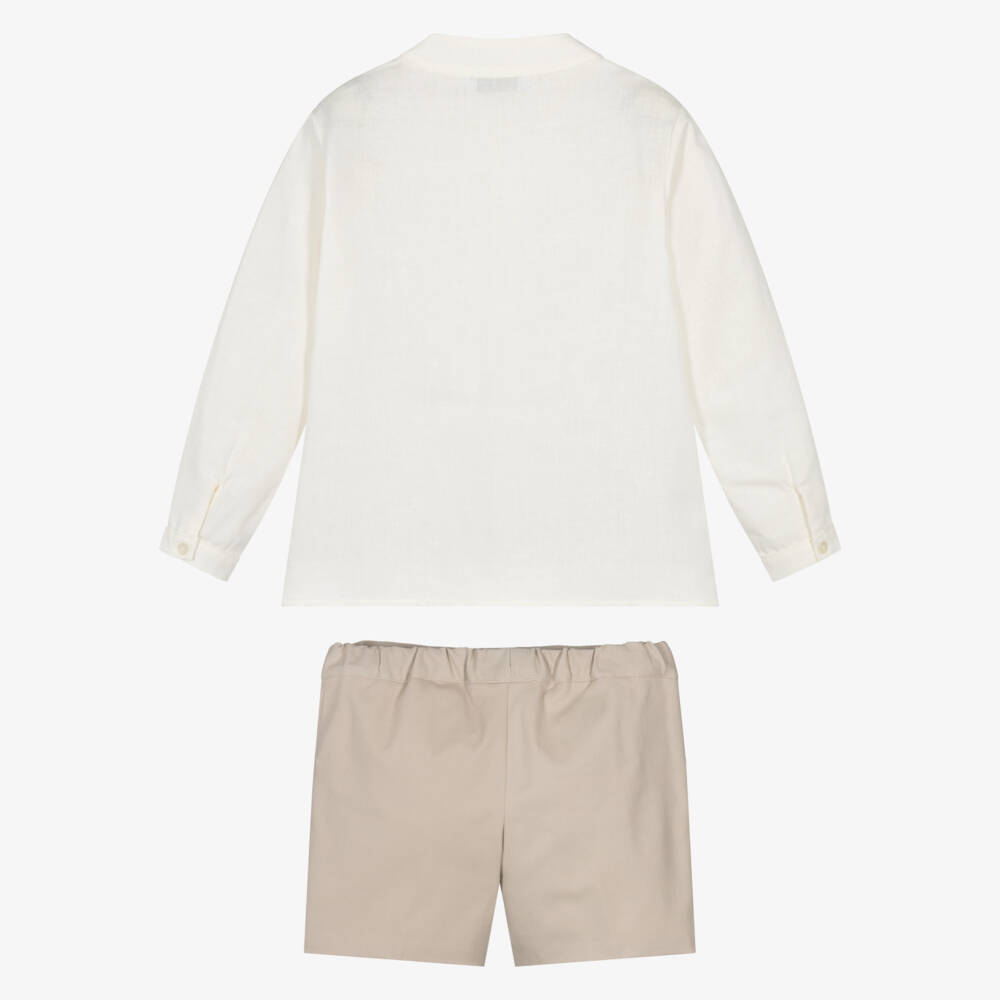 Paloma de la O-طقم أولاد بلوزة عاجية وشورت بيج | Childrensalon Outlet