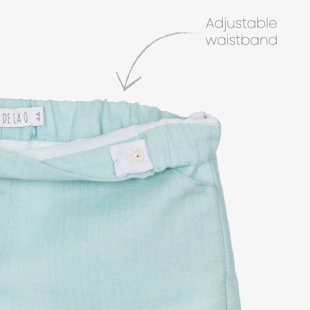 Paloma de la O-Boys Mint Green Cotton & Linen Shorts Set | Childrensalon Outlet