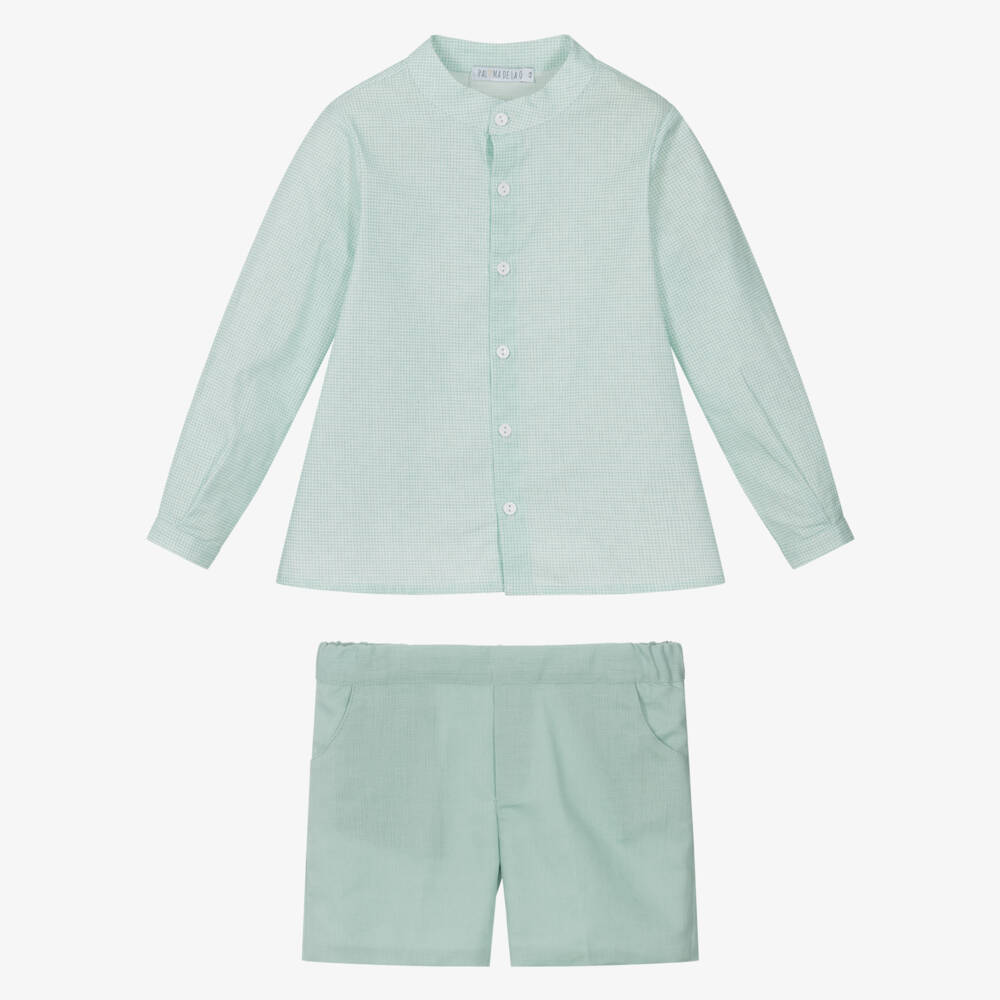 Paloma de la O-Boys Mint Green Linen Blend Set | Childrensalon Outlet