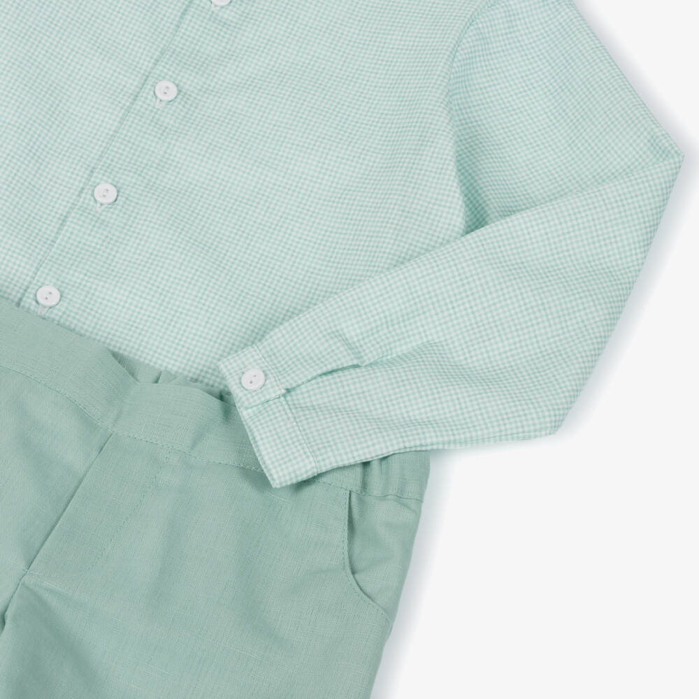 Paloma de la O-Boys Mint Green Linen Blend Set | Childrensalon Outlet