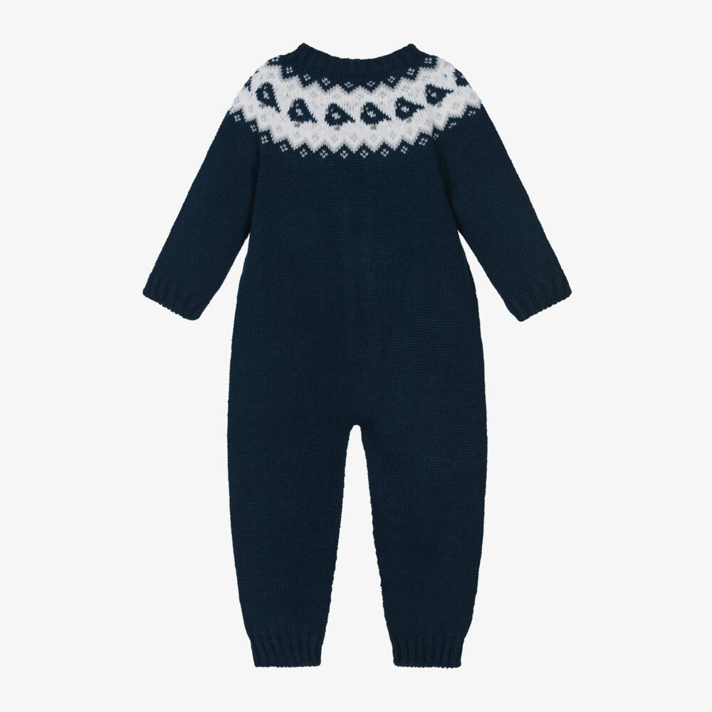 Paloma de la O-Boys Navy Knitted Babygrow | Childrensalon Outlet