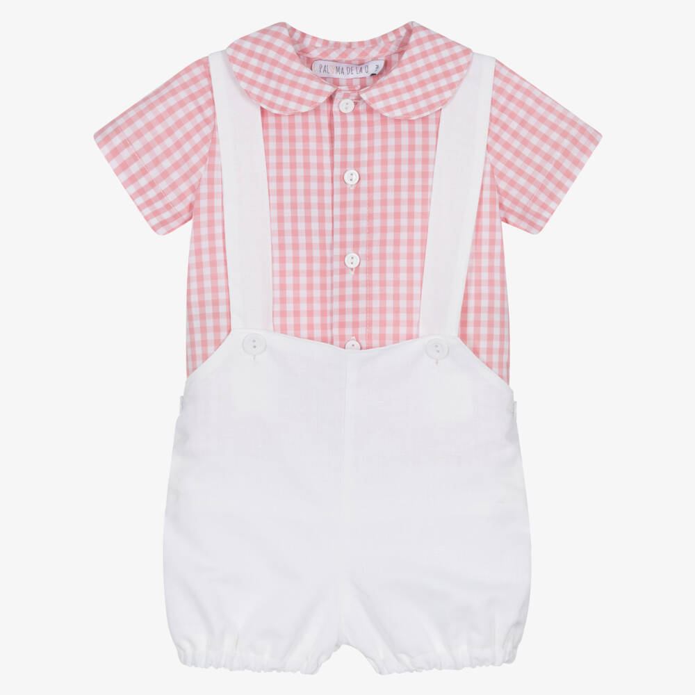 Paloma de la O-Boys Pink & White Gingham Outfit | Childrensalon Outlet