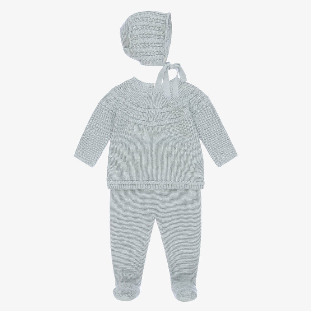 Paloma de la O-Boys Soft Knit Blue Babygrow Ensemble | Childrensalon Outlet