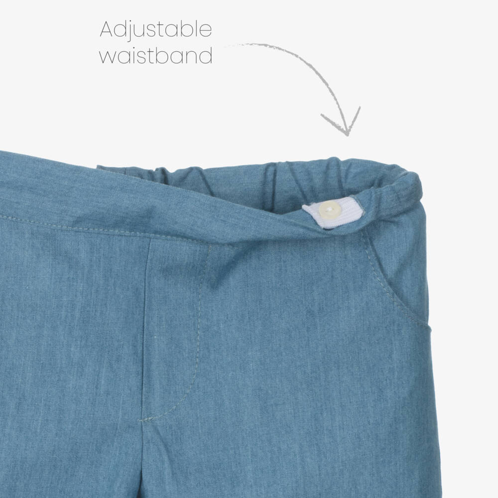 Paloma de la O-طقم قميص مخطط باللون السماوي وشامبراي للأولاد | Childrensalon Outlet