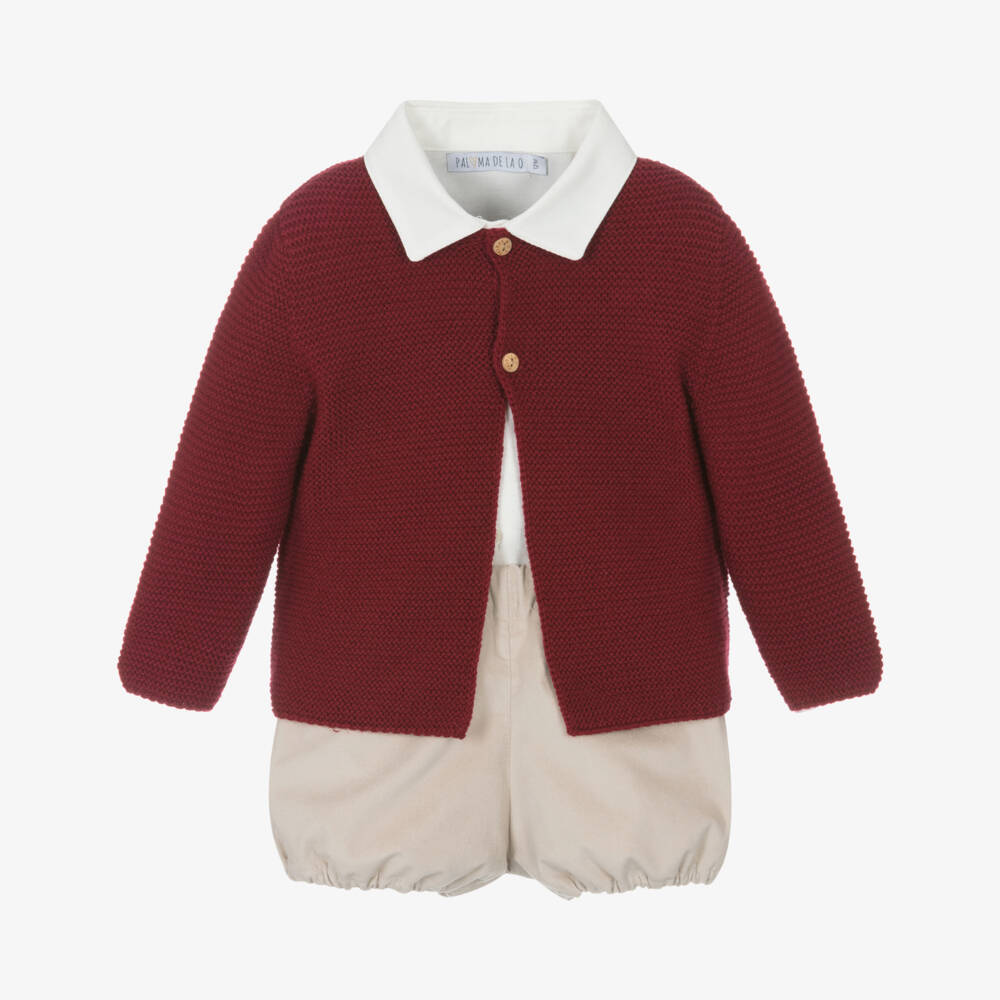 Paloma de la O-Boys Velvet Cardigan Shorts Ensemble | Childrensalon Outlet