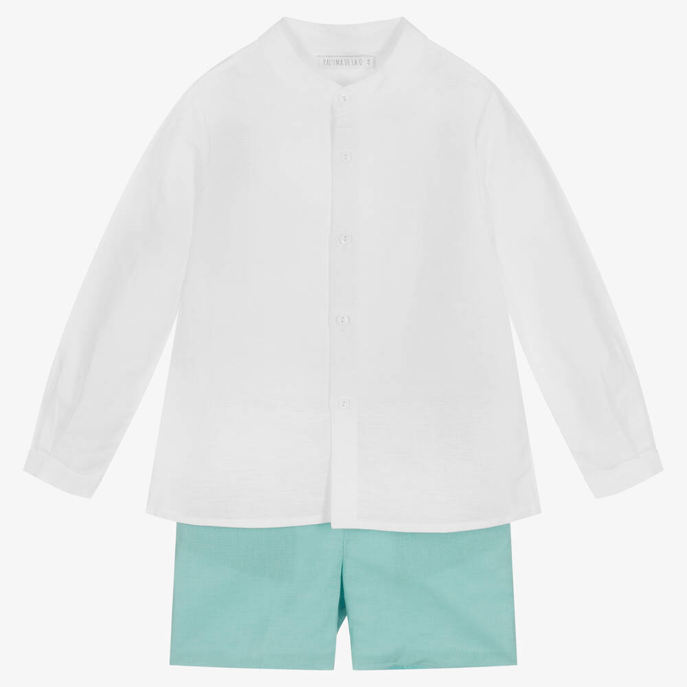 Paloma de la O - Белая рубашка и голубые шорты | Childrensalon