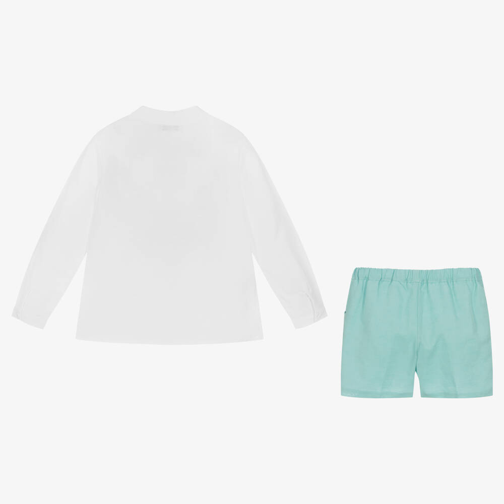 Paloma de la O-Boys White & Blue Shorts Set | Childrensalon Outlet