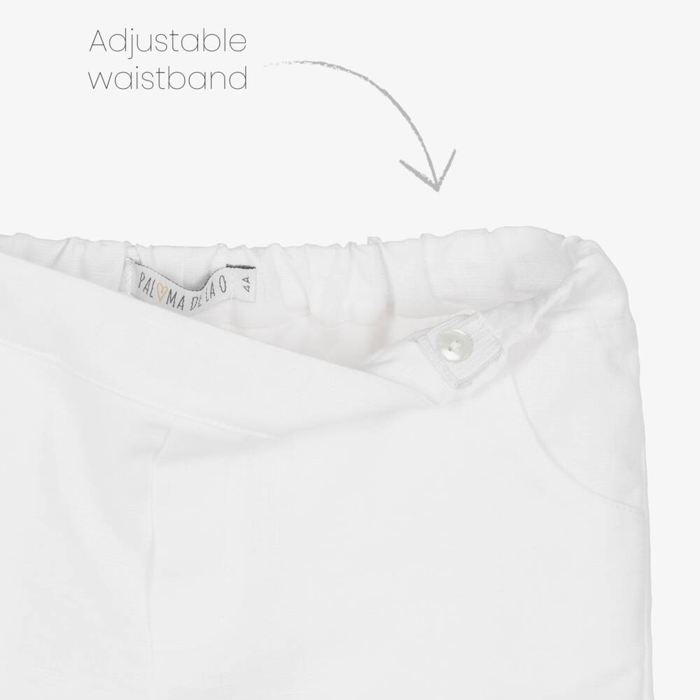 Paloma de la O-Boys White Linen & Cotton Shorts | Childrensalon Outlet
