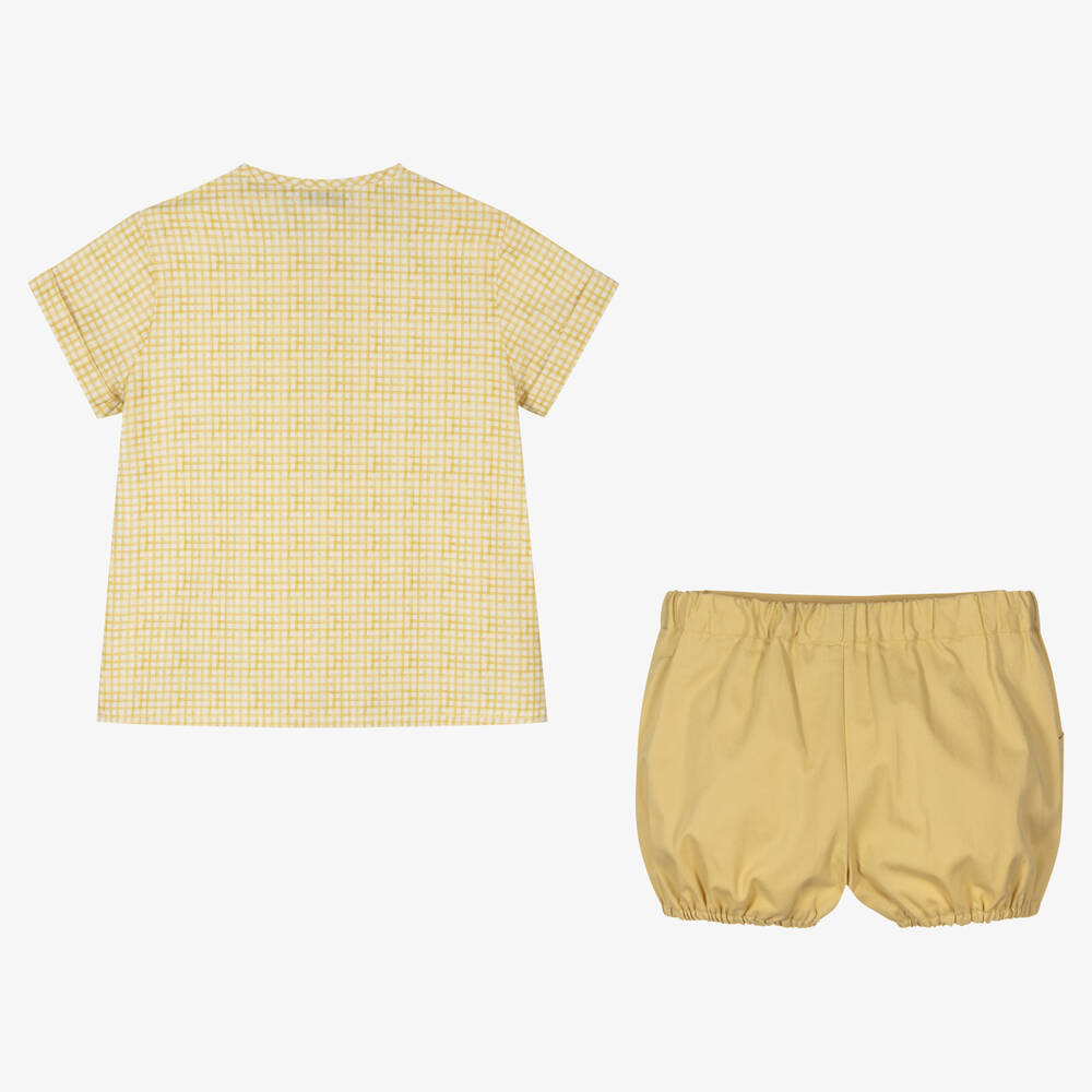 Paloma de la O-Boys Yellow Check Shorts Set | Childrensalon Outlet