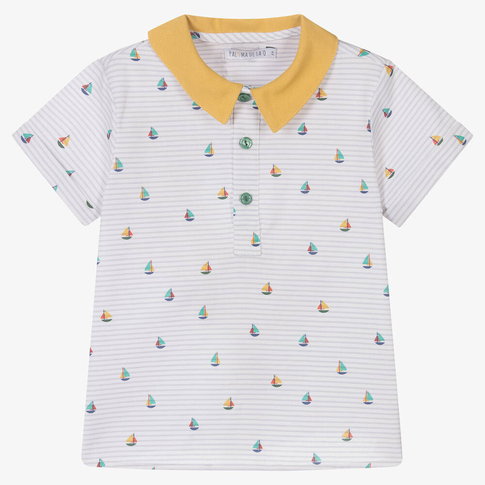 بالوما دي لا أو-طقم شورت أطفال ولادي قطن وكتان لون أصفر وأبيض | Childrensalon Outlet